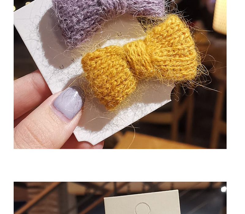 Fashion Light Yellow Wool Knitted Bow Hair Clip,Hairpins