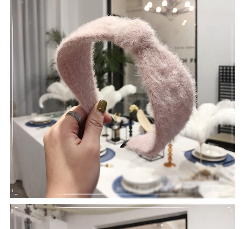 Fashion Pink Frayed Mink Plush Wide-band Hairband,Head Band