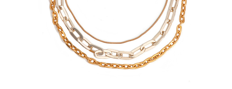 Fashion Golden Multi-layered Chain Contrast Necklace,Multi Strand Necklaces
