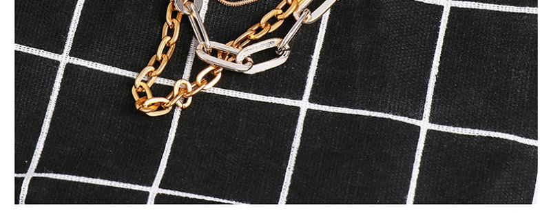 Fashion Golden Multi-layered Chain Contrast Necklace,Multi Strand Necklaces