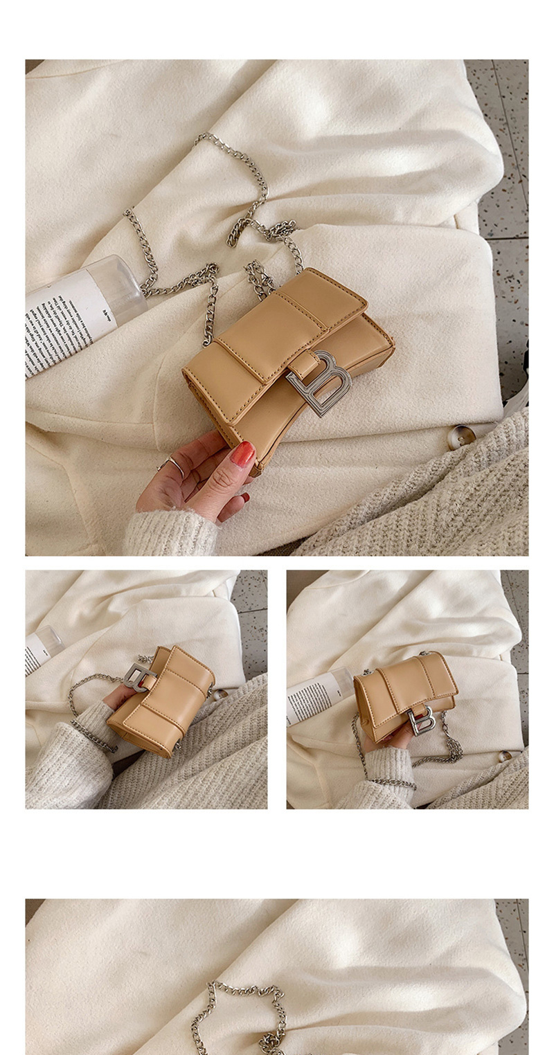Fashion Brown Letter Chain Geometric Shoulder Bag,Shoulder bags