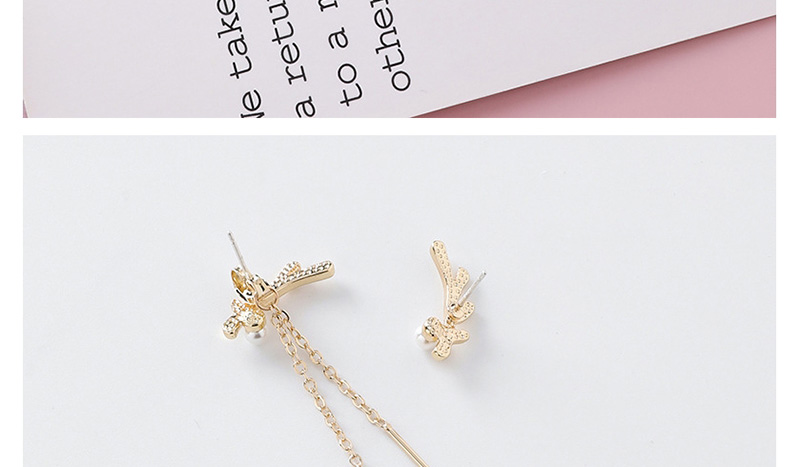 Fashion Golden Asymmetric Antler Pearl Earrings,Drop Earrings