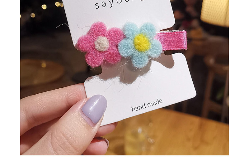 Fashion Pink Flower Contrast Plush Hair Clip,Hairpins