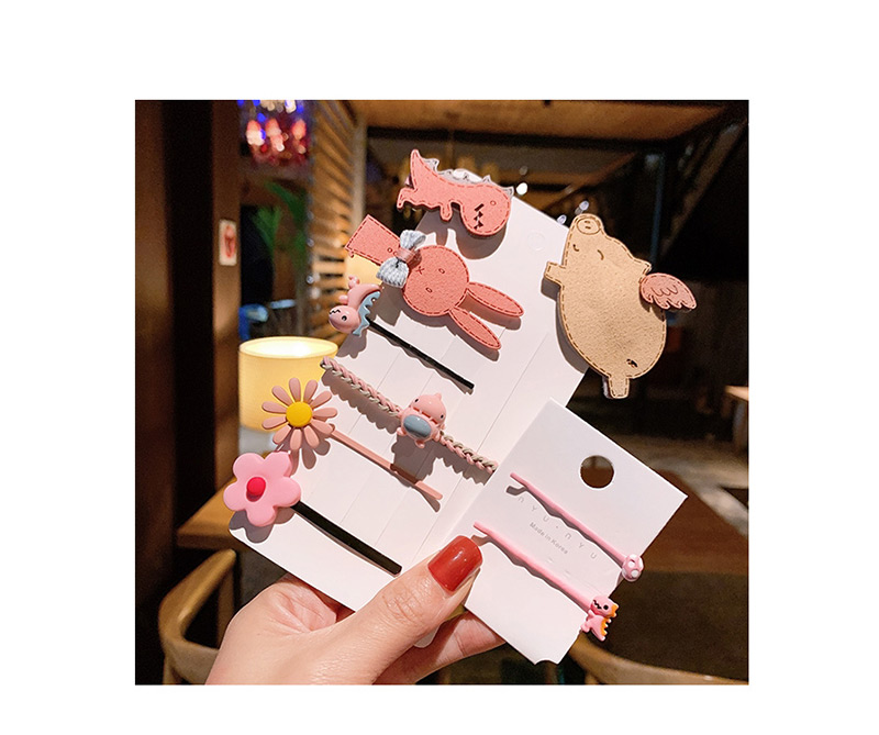 Fashion 10 # Little Flying Pig 9 Piece Set Little Pig Bunny Dinosaur Hair Clip Set,Hairpins