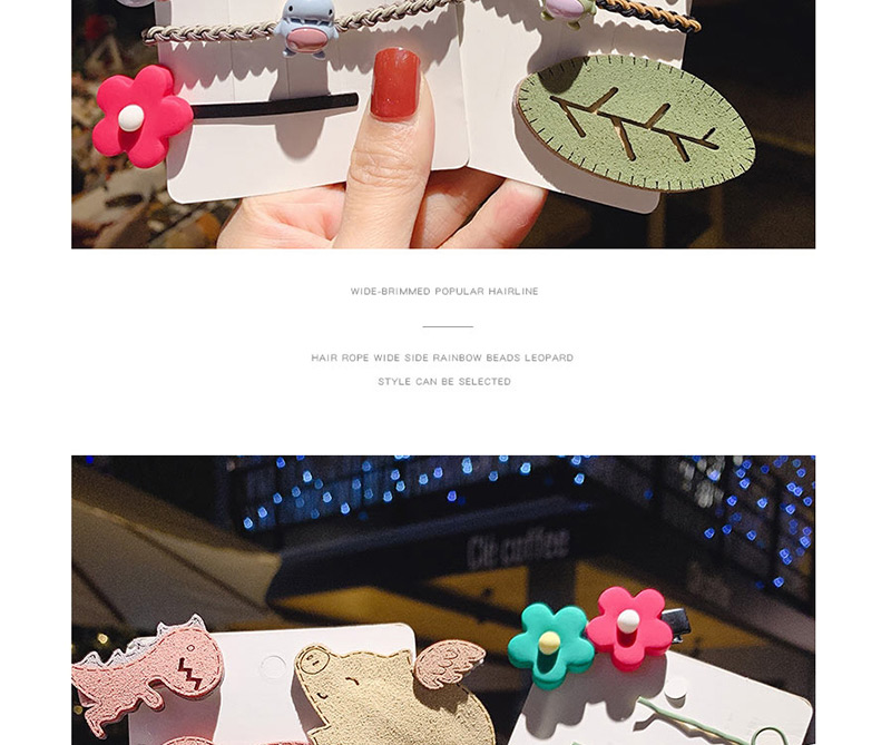 Fashion 4 # Rabbit Pink 8 Piece Set Word Flower Bunny Dinosaur Hair Clip Set,Hairpins