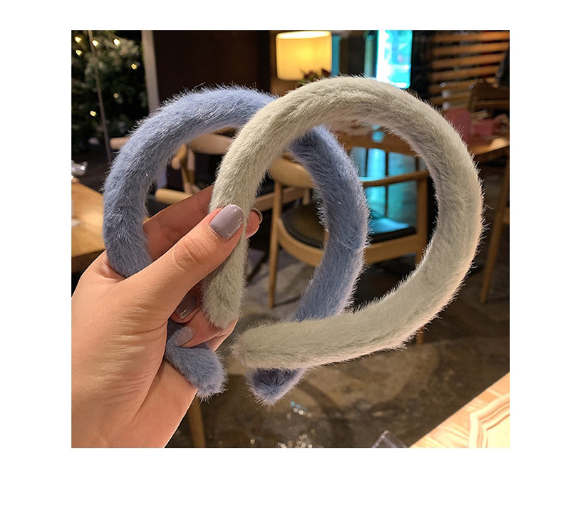 Fashion Blue Fluffy Solid Color Hair Hoop,Head Band
