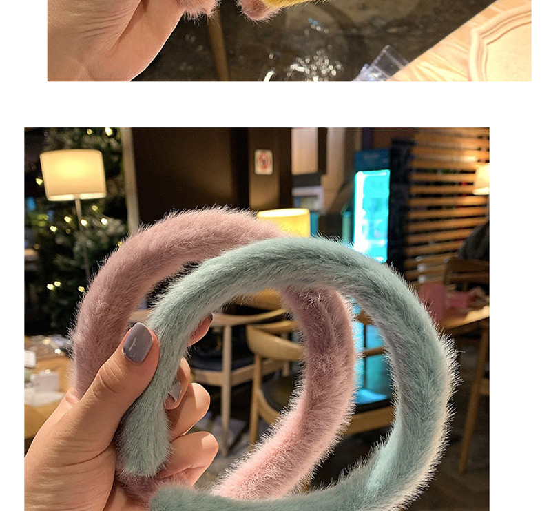 Fashion Light Green Fluffy Solid Color Hair Hoop,Head Band