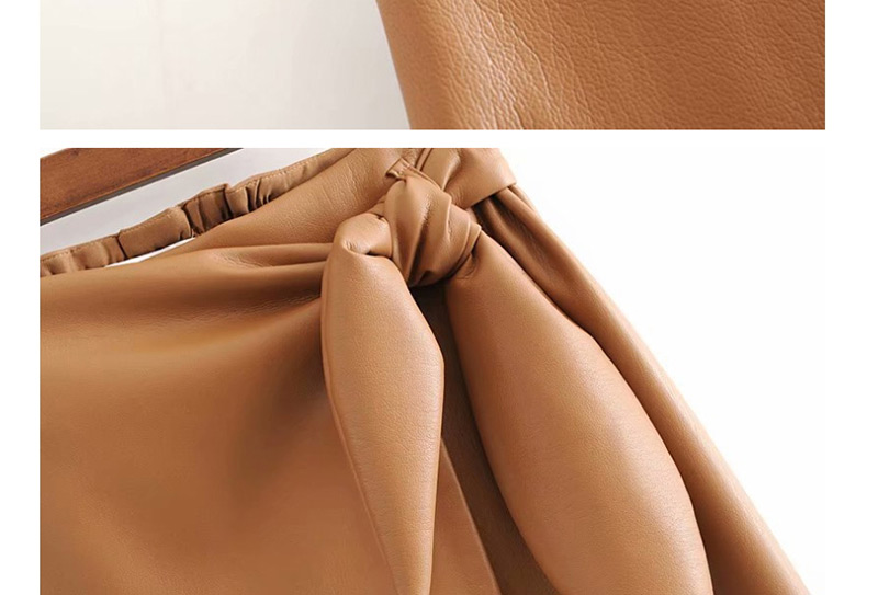 Fashion Brown High-waist Lace-up Wrap Skirt,Skirts