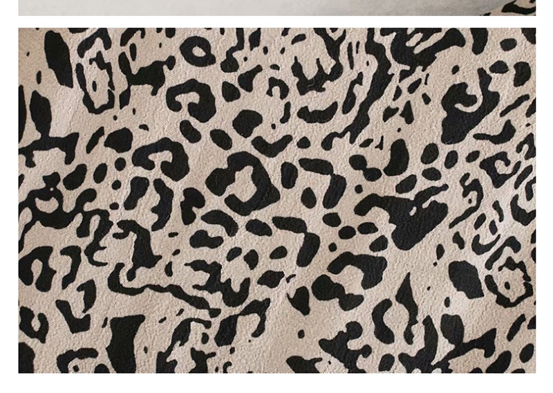 Fashion Color Leopard Print Square Collar Puff Sleeve Dress,Long Dress