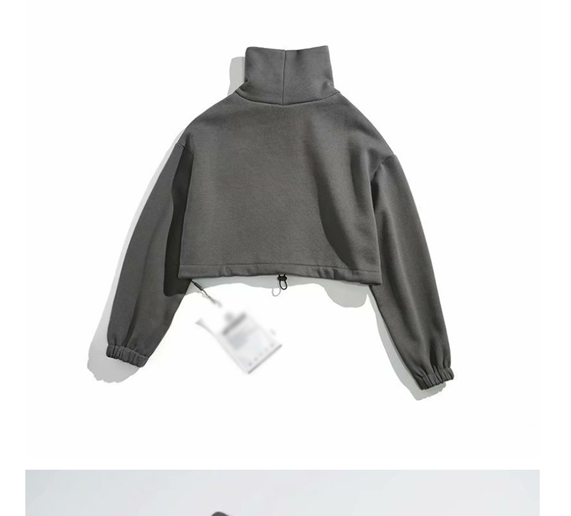 Fashion Gray Letter Plus Velvet Turtleneck Short-sleeved Sweater,Hair Crown