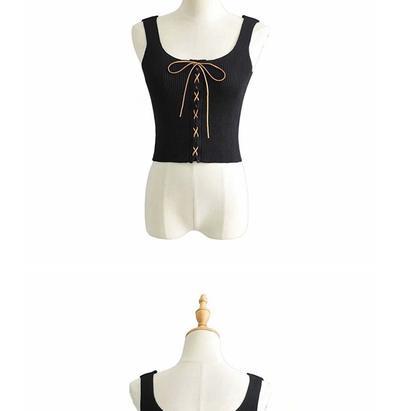 Fashion Black Knitted Camisole With Chest Straps,Hair Crown