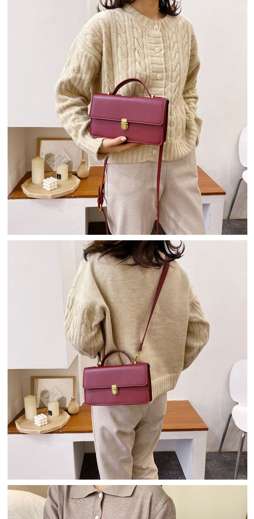 Fashion Brown Flap Lock Shoulder Crossbody Bag,Shoulder bags