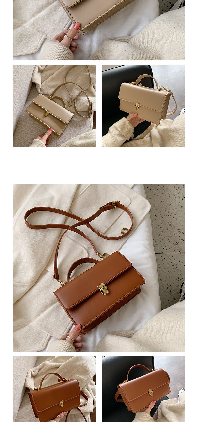 Fashion Brown Flap Lock Shoulder Crossbody Bag,Shoulder bags