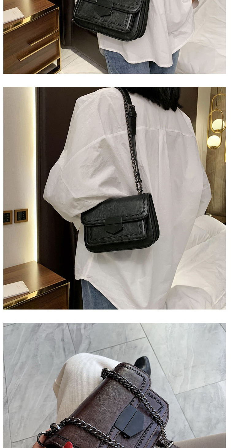 Fashion Brown Wide Shoulder Strap Chain Embroidered Multi-layer Crossbody Shoulder Bag,Shoulder bags