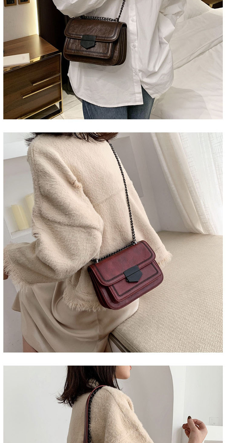 Fashion Brown Wide Shoulder Strap Chain Embroidered Multi-layer Crossbody Shoulder Bag,Shoulder bags