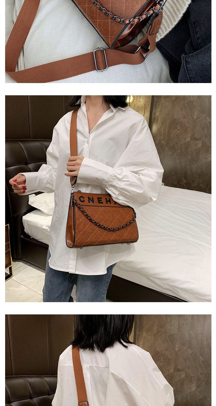 Fashion Brown Diamond Chain Letter Shoulder Bag,Shoulder bags