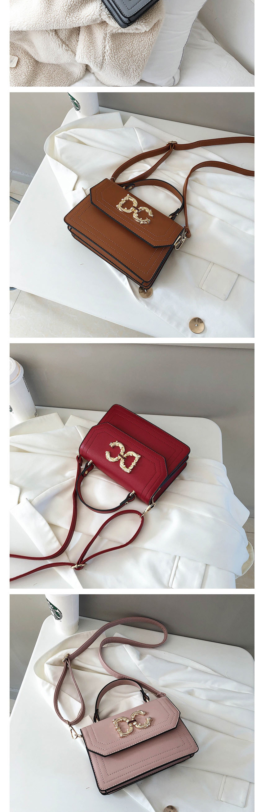 Fashion Red Flap Stitched Crossbody Bag,Shoulder bags