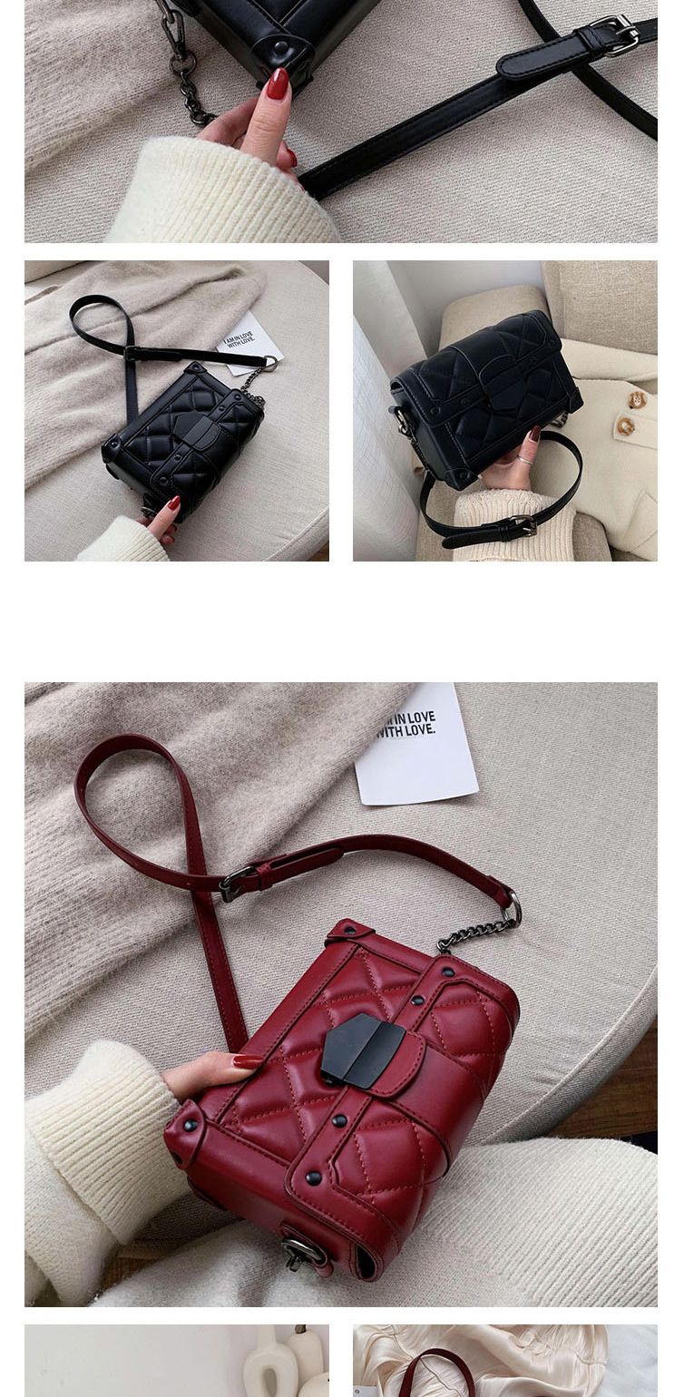 Fashion Red Wine Locked Embroidered Cross-body Shoulder Bag,Shoulder bags