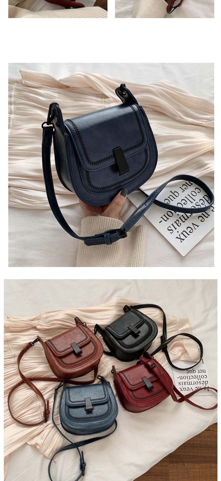 Fashion Black Semi-circular Shoulder Bag With Lock Stitch,Shoulder bags