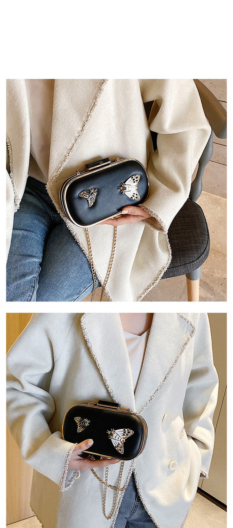 Fashion White Butterfly Chain Shoulder Bag,Shoulder bags