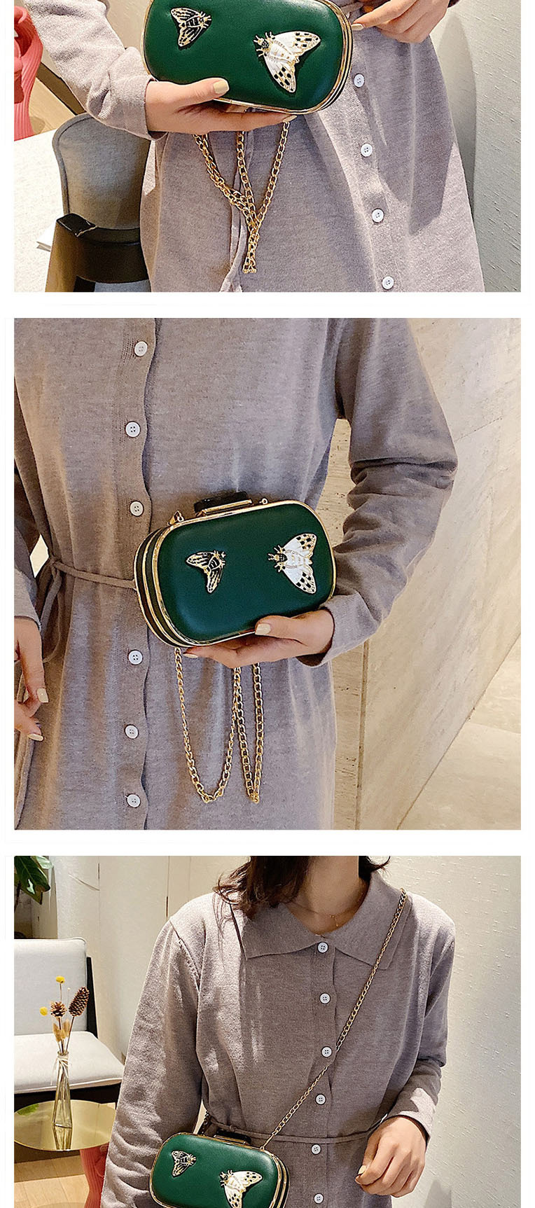 Fashion Green Butterfly Chain Shoulder Bag,Shoulder bags