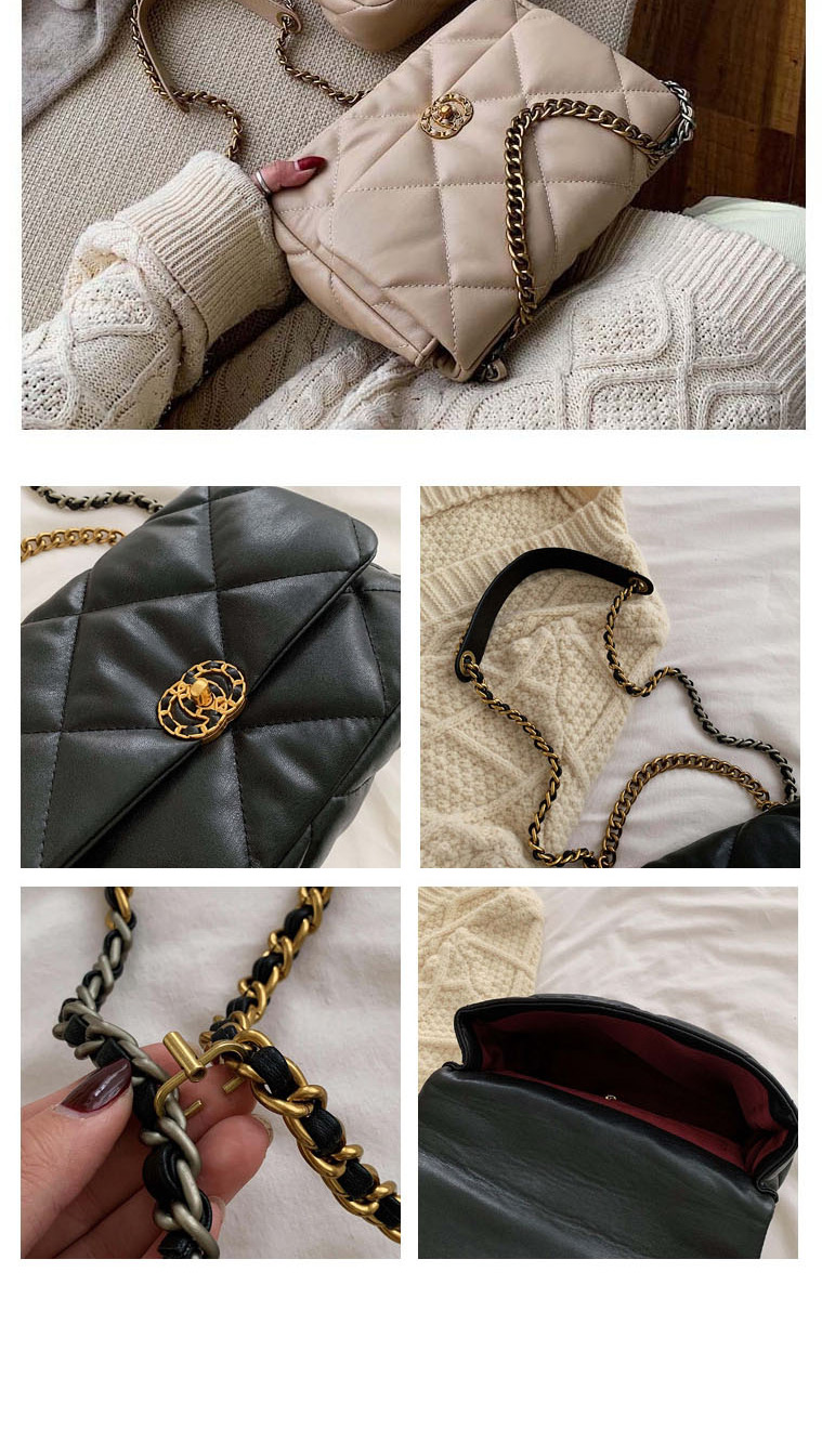 Fashion Black Large Diamond Chain Shoulder Bag,Shoulder bags