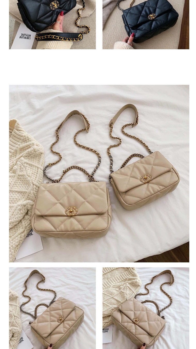 Fashion Khaki Diamond Chain Shoulder Bag,Shoulder bags
