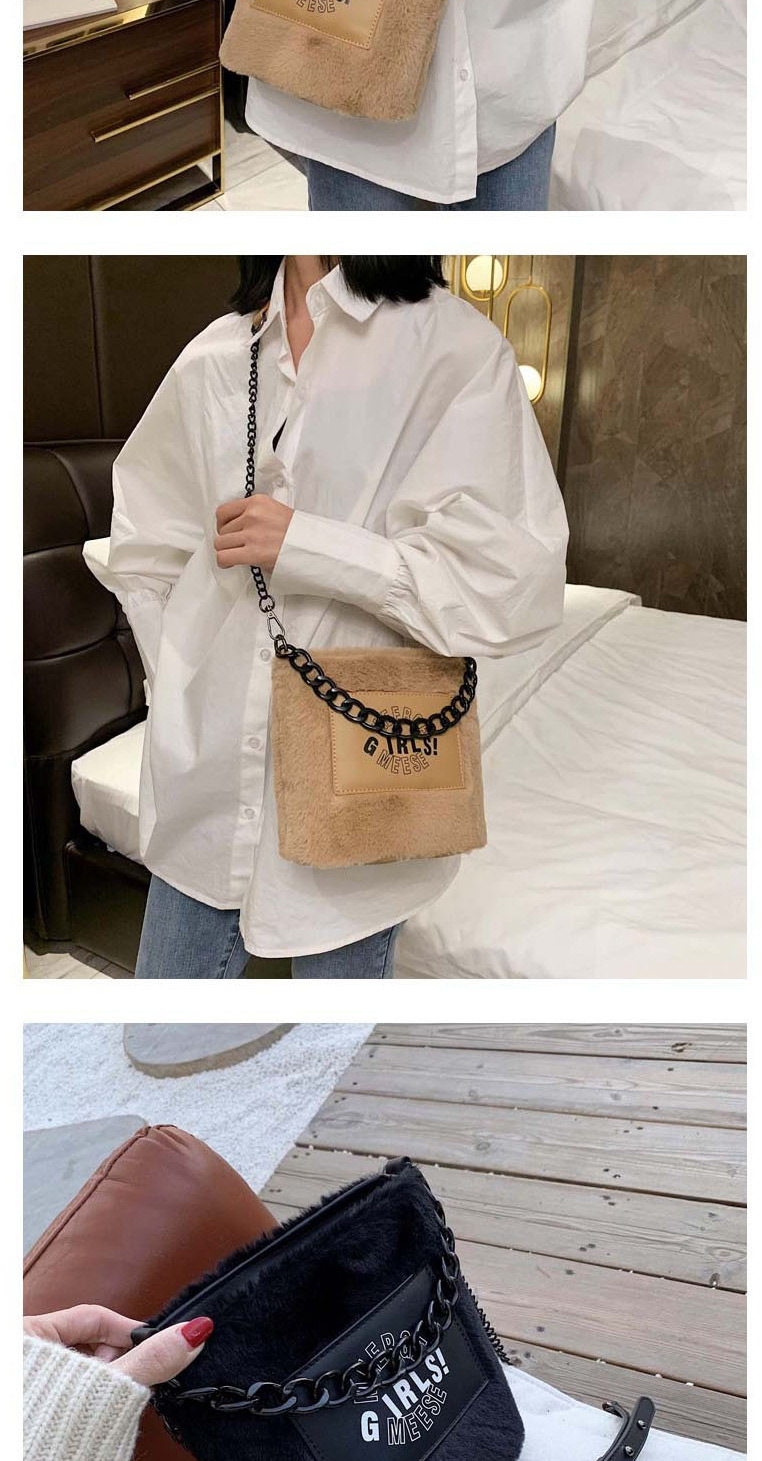 Fashion White Plush Chain-stitched Monogram Shoulder Bag,Shoulder bags