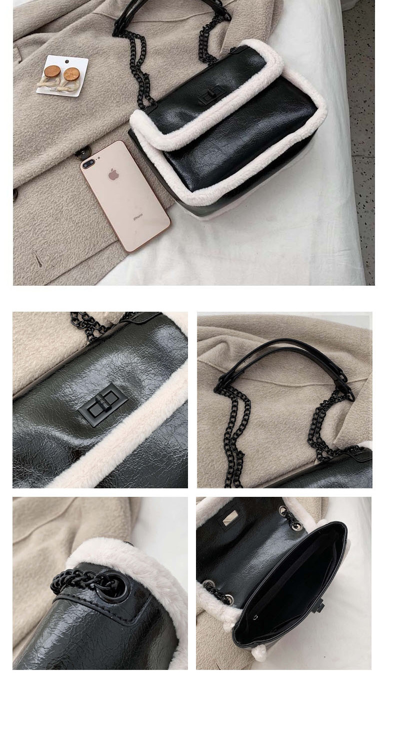 Fashion Khaki Frayed Chain Lock Buckle Crossbody Shoulder Bag,Shoulder bags