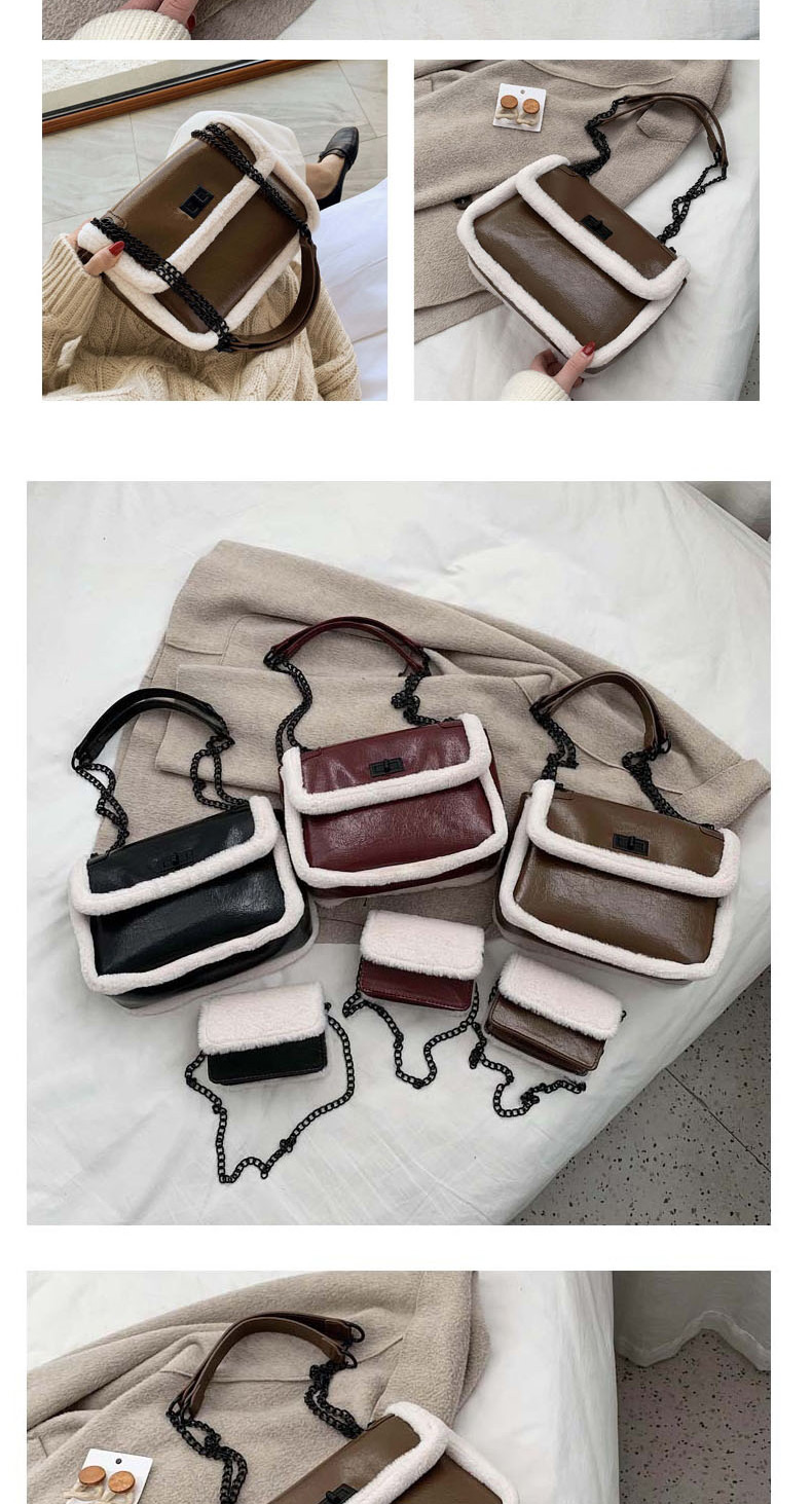 Fashion Black Frayed Chain Lock Buckle Crossbody Shoulder Bag,Shoulder bags