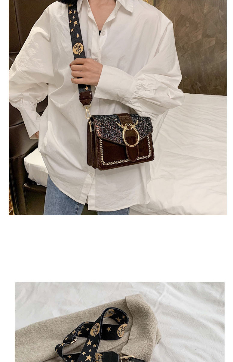 Fashion Burgundy Sequins Wide Shoulder Stitched Antler Patent Sequined Shoulder Crossbody Bag,Shoulder bags