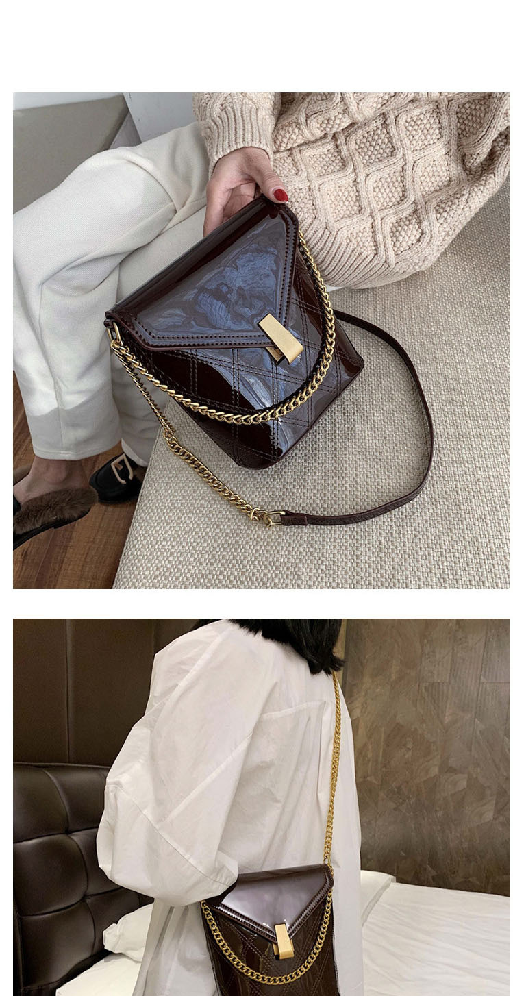Fashion Brown Chain Embroidered Diamond Shoulder Bag,Shoulder bags