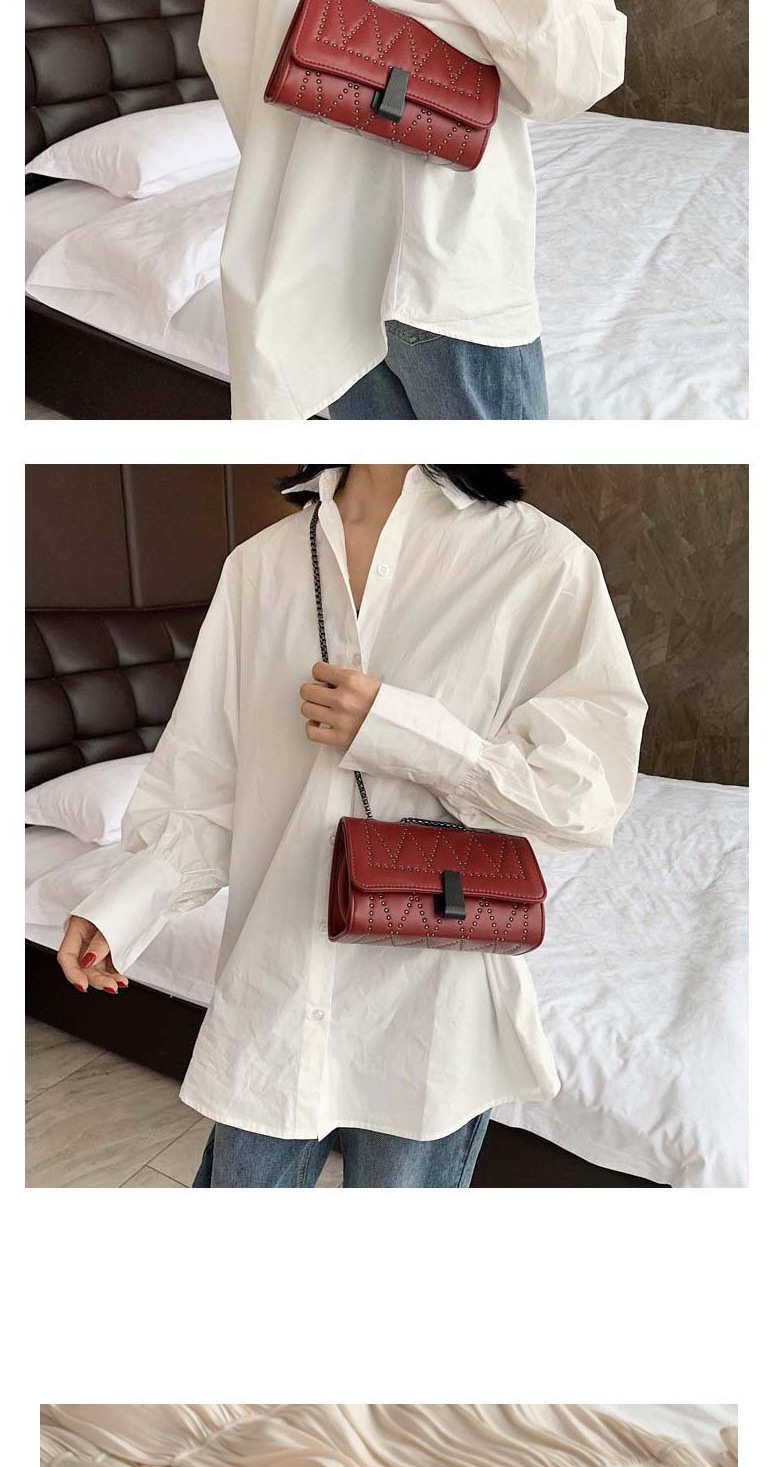 Fashion Red Wine Studded Shoulder Crossbody Bag,Shoulder bags