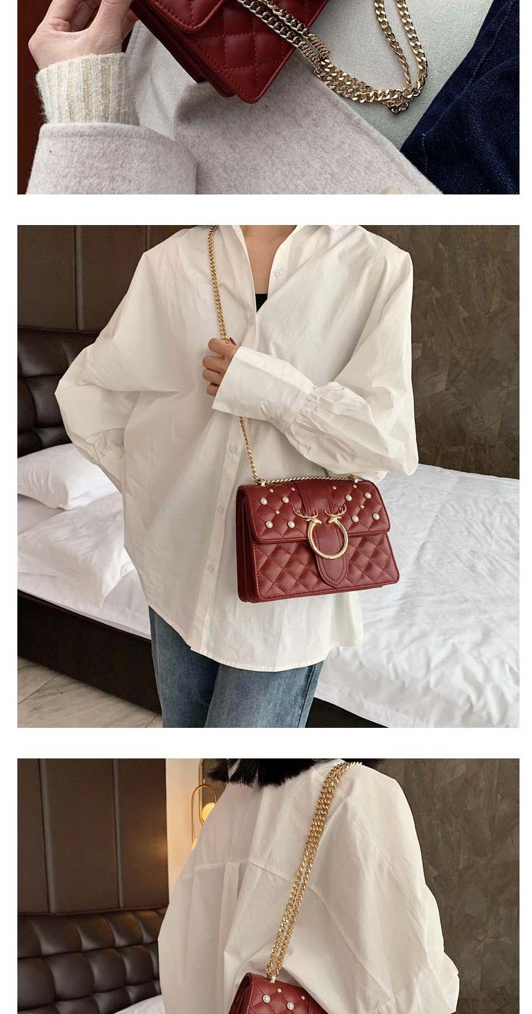Fashion White Pearl Rhombus Chain Antler Shoulder Bag,Shoulder bags