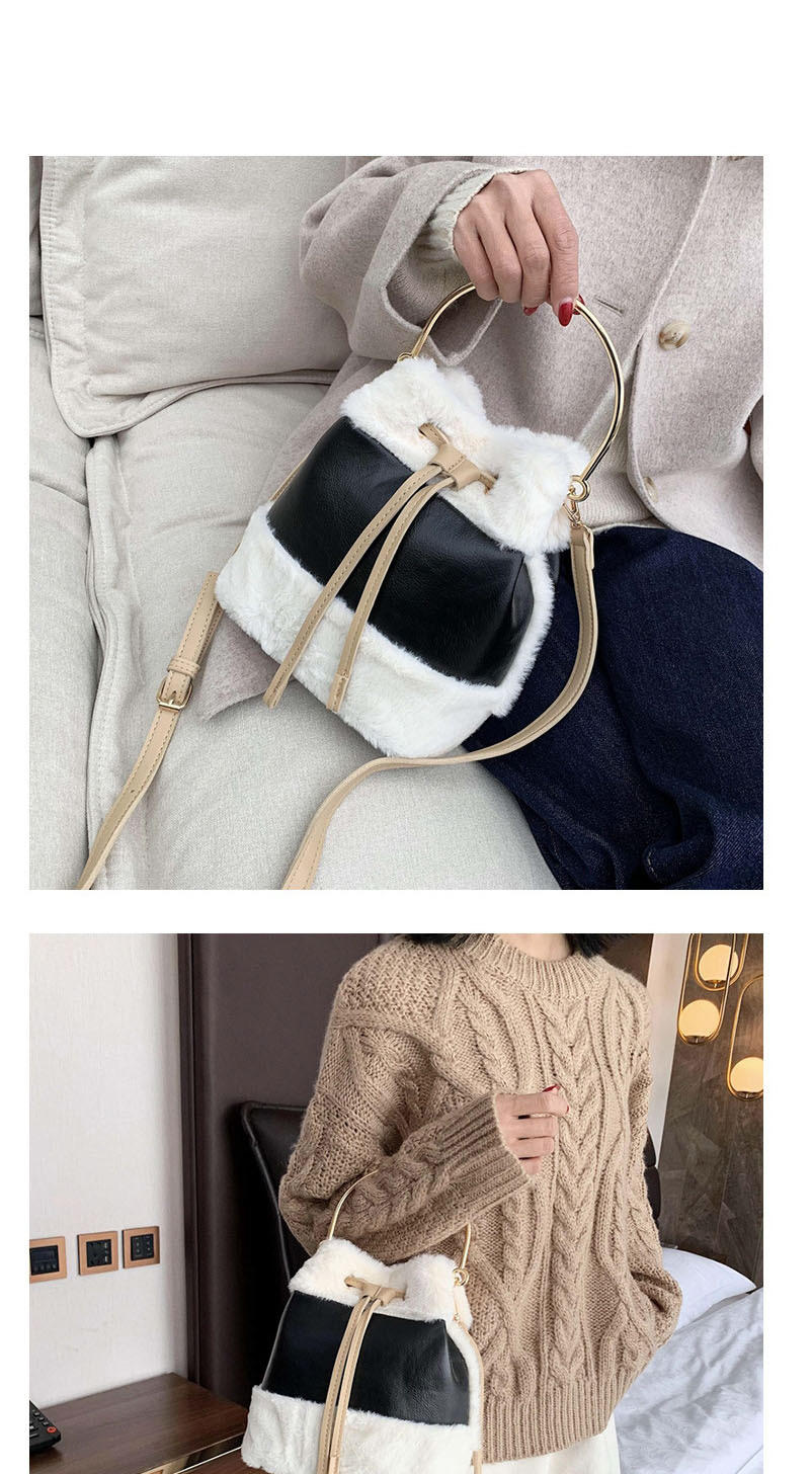 Fashion Black Frayed Stitching Contrast Drawstring Shoulder Bag,Shoulder bags