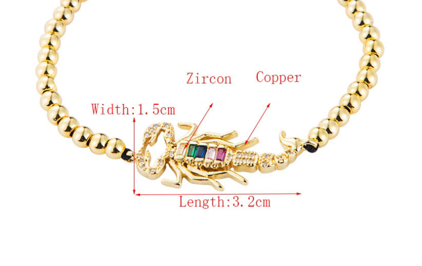 Fashion Color Adjustable Bracelet With Diamond Scorpion Copper Beads,Bracelets