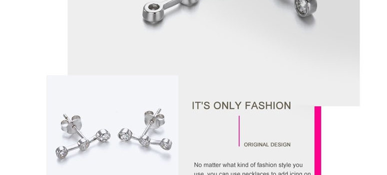 Fashion Silver Geometric Diamond Earrings,Stud Earrings