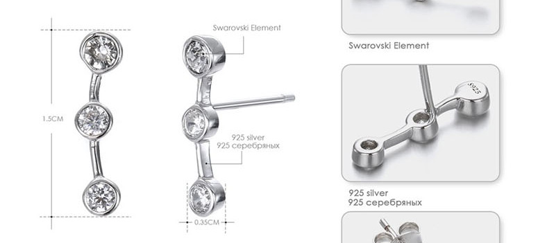 Fashion Silver Geometric Diamond Earrings,Stud Earrings