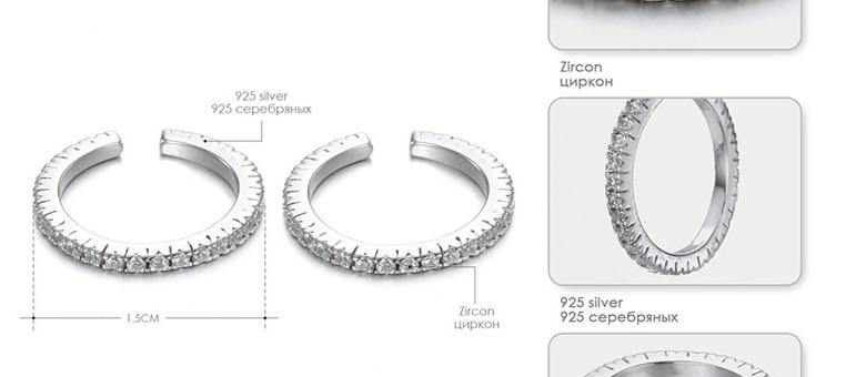 Fashion Silver C-shaped Earrings With Diamonds,Hoop Earrings
