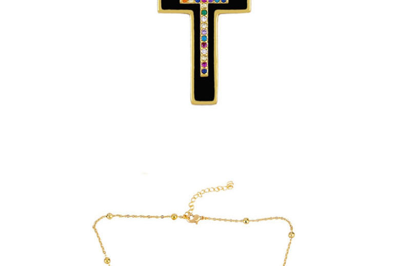 Fashion Black Cross Diamond Oil Drop Necklace,Necklaces