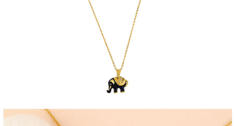 Fashion Black Elephant Dripping Diamond Necklace,Necklaces
