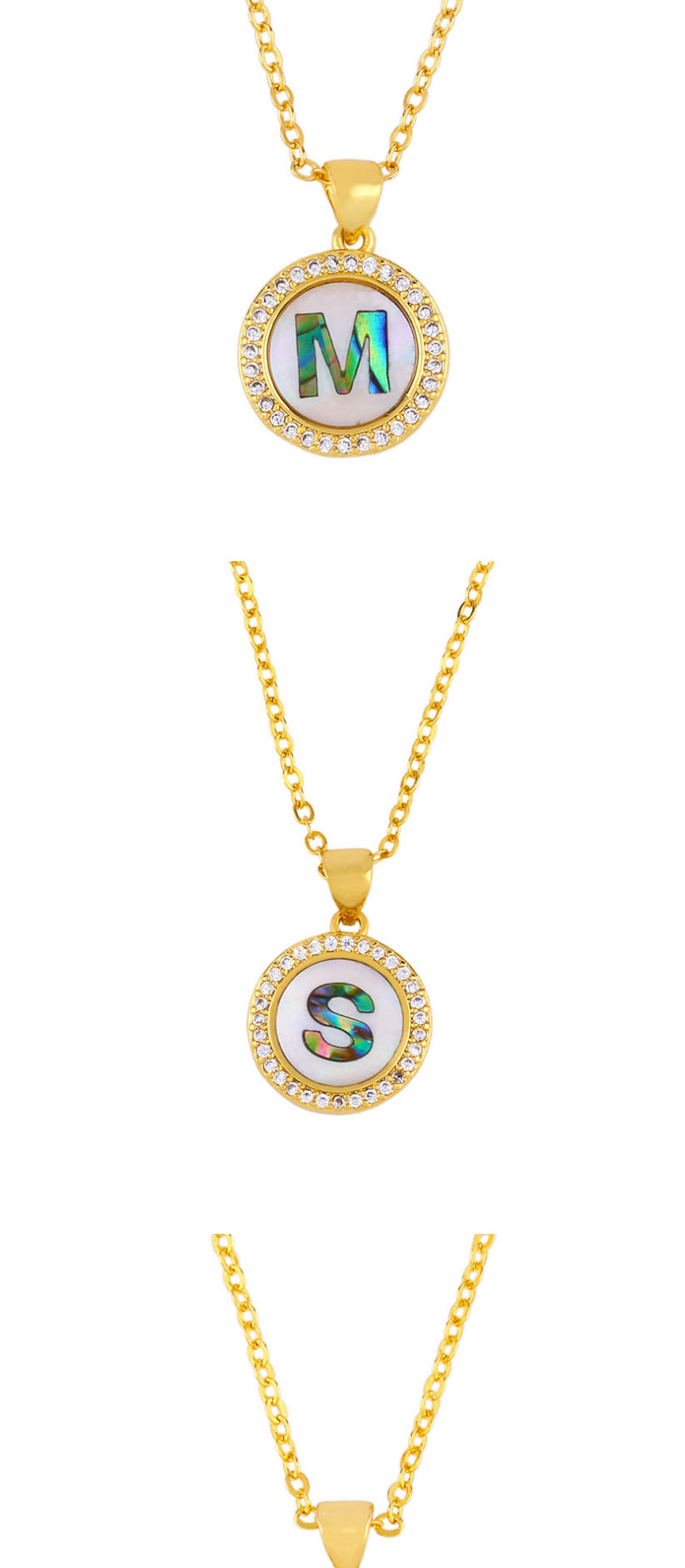 Fashion Golden T Alphabet Round Shell Diamond Necklace,Necklaces