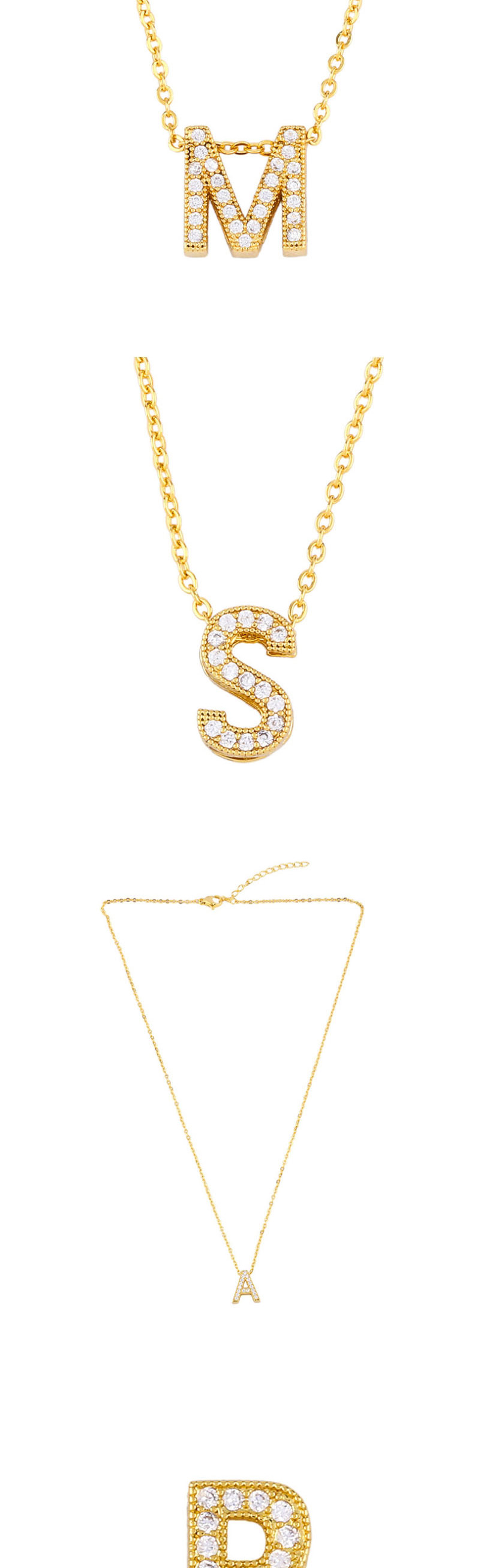 Fashion Golden R Diamond Letter Openwork Necklace,Necklaces