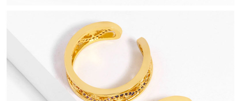 Fashion Color Diamond Waved Star Cutout Ring,Rings