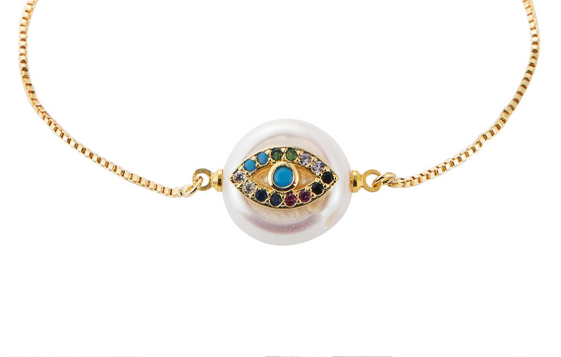Fashion Color Pull Adjustable Pearl And Diamond Eye Bracelet,Bracelets