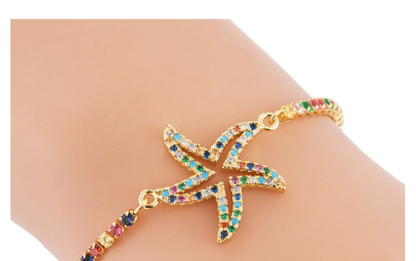 Fashion Color Adjustable Cutout Starfish And Diamond Bracelet,Bracelets