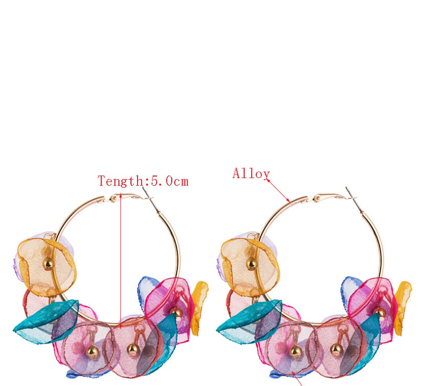 Fashion Pink Spinning Flower Beaded Circle Earrings,Hoop Earrings