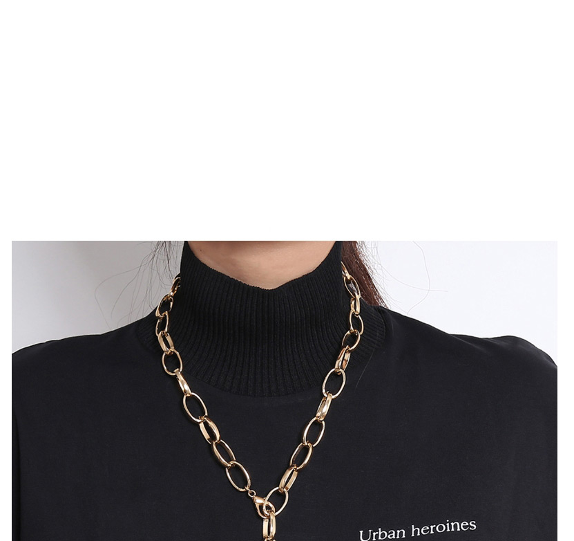 Fashion Golden Geometric Tassel Lock Adjustable Necklace,Multi Strand Necklaces