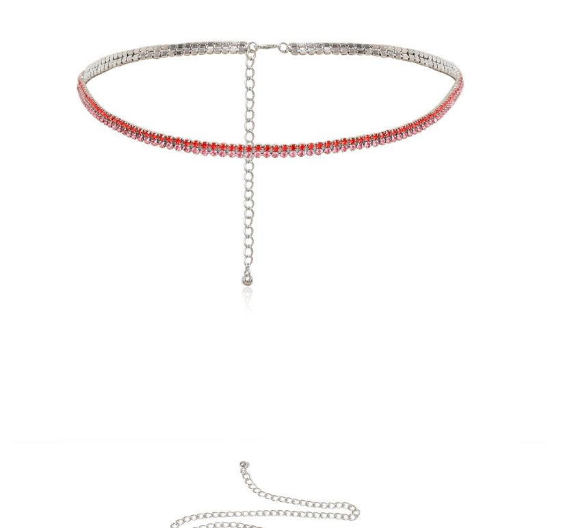 Fashion White K Double Row Claw Waist Chain With Diamonds And Metal Chain,Body Piercing Jewelry