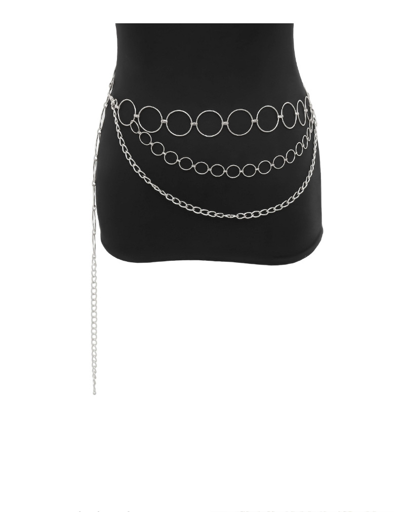 Fashion White K Geometric U-shaped Metal Circle Multilayer Waist Chain,Body Piercing Jewelry